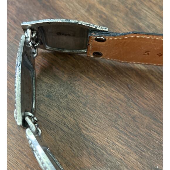 Brighton Silver Plates Design Black Croc Leather Belt Size Small Braided Rope main image 12